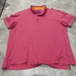 Robert Graham Polo Shirt Mens XL Red Casual Rugby 100% Cotton